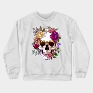 Floral skull watercolor painting style Crewneck Sweatshirt